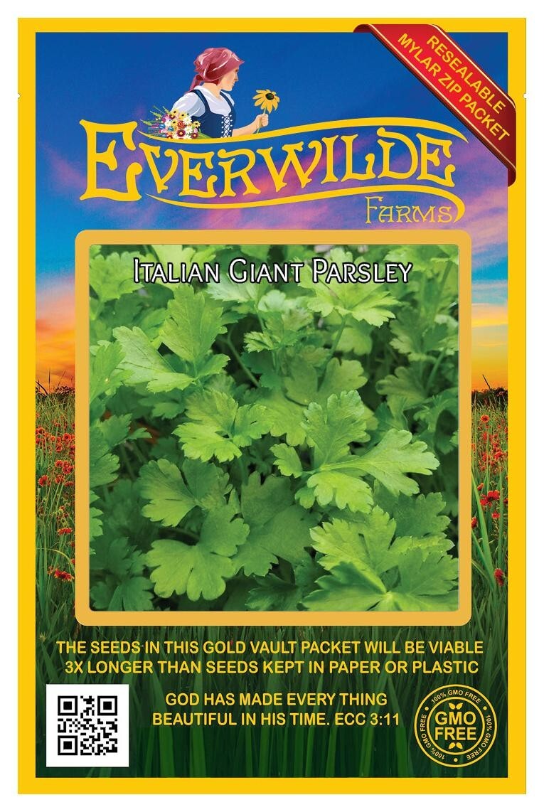 1000 Italian Giant Parsley Seeds – Everwilde Farms Mylar Seed Packet