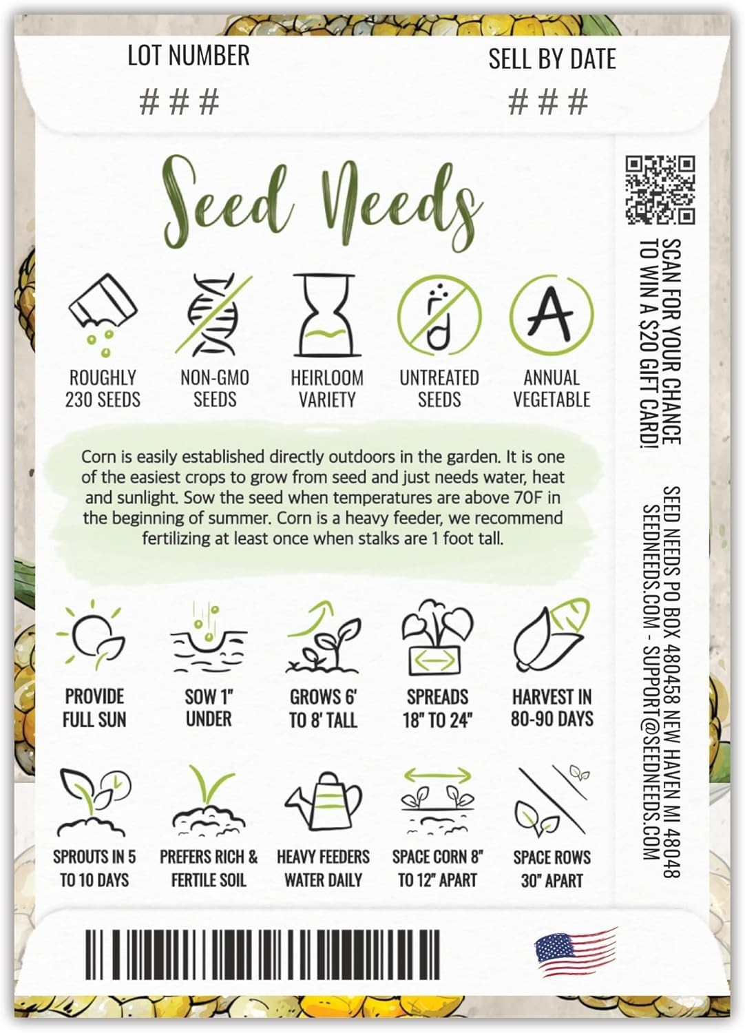 Peaches and Cream Sweet Corn Seeds 230+ Seeds Non GMO