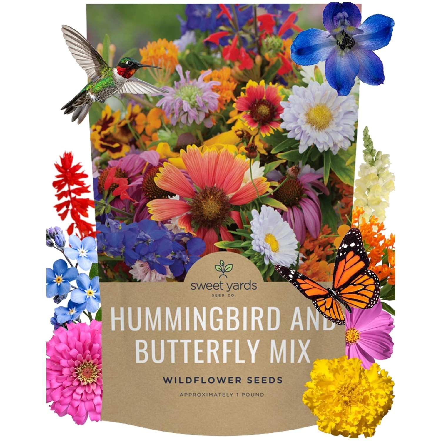 Wildflower Seeds Mix – 1lb Bag, 120K Seeds