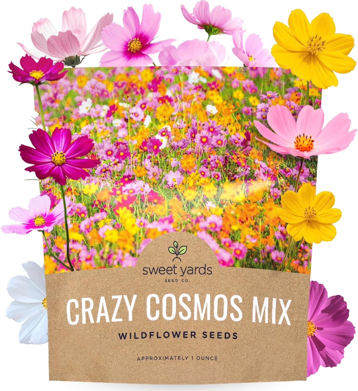 Cosmos Seeds – 5,000 Count Wildflower Mix in Lush Colors for Gardens
