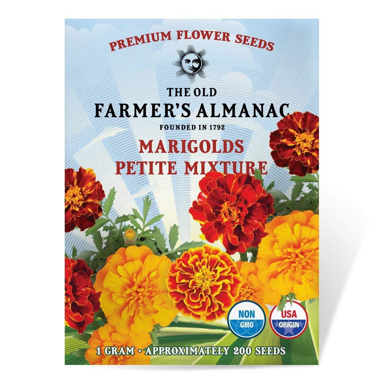 The Old Farmer’s Almanac Petite Mixture Marigold Seeds 200 Non-GMO USA Origin