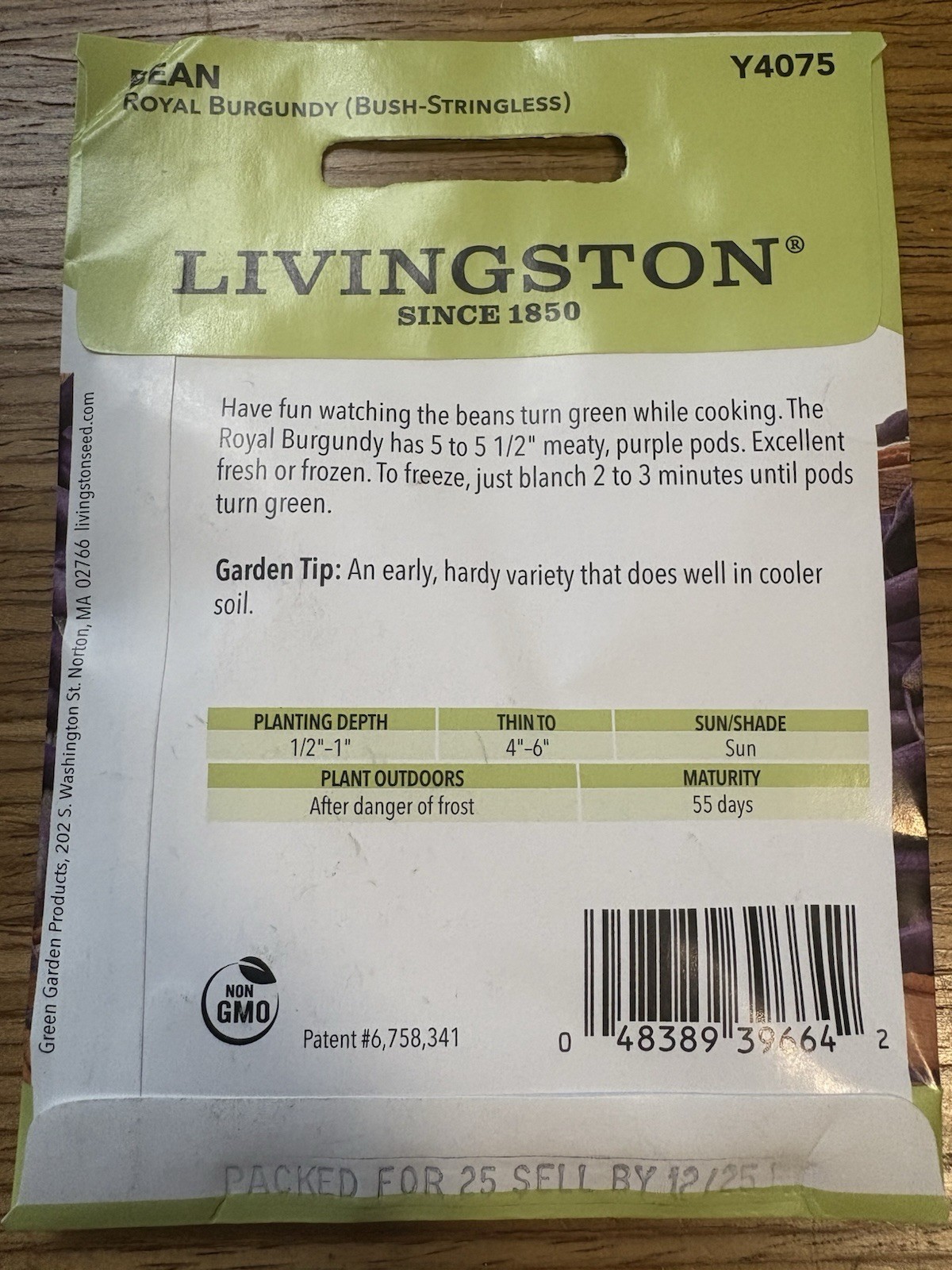 10 PACKS OF 10G Livingston Seed Company Royal Burgundy Bush Bean Non-GMO Seeds