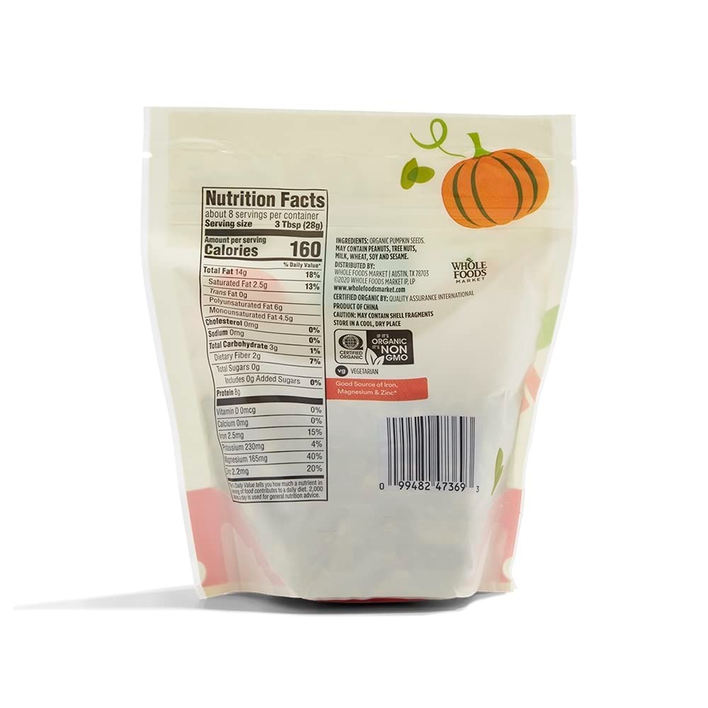 Organic Pumpkin Seeds 8 Ounce Whole Seeds Perfect for Smoothies and Baking