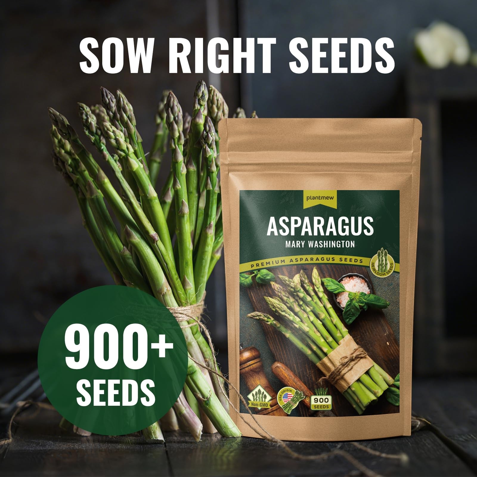 Mary Washington Asparagus Seeds – 900 Seeds, Non-GMO Heirloom Seeds with Plan…
