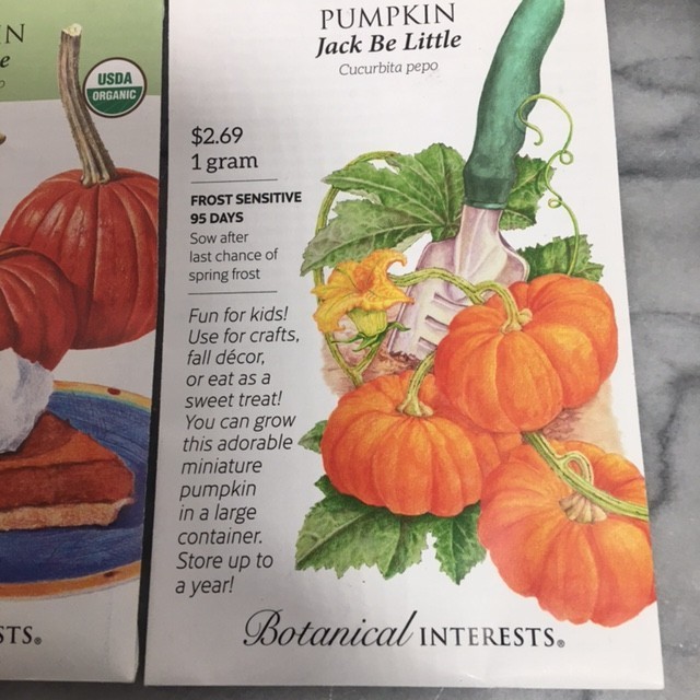 Botanical Interests Seeds Pumpkins Large and Small Lot of Six 12/25