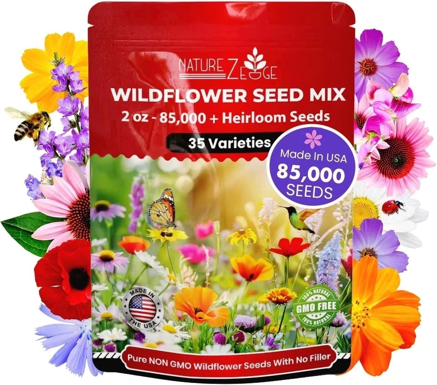 85,000 Wildflower Seeds, 35 Varietiey Wild Flowers Bulk Flower Seeds, Mix of Ann
