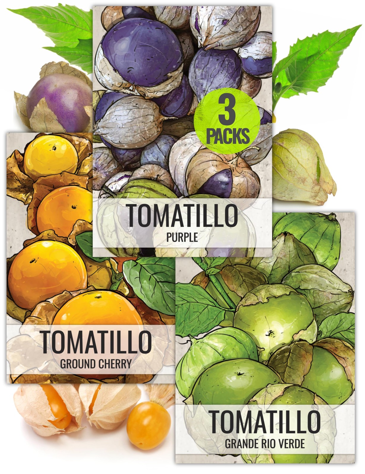 Tomatillo Seeds for Planting Heirloom Non GMO 3 Pack Vegetable Garden Outdoor