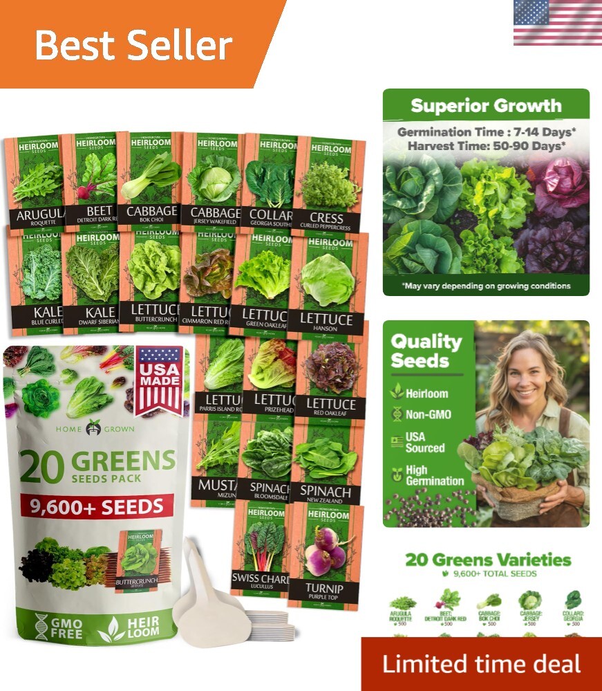 Ultimate Heirloom Greens Seeds: 10,000+ Non-GMO Seeds for Year-Round Cultivation