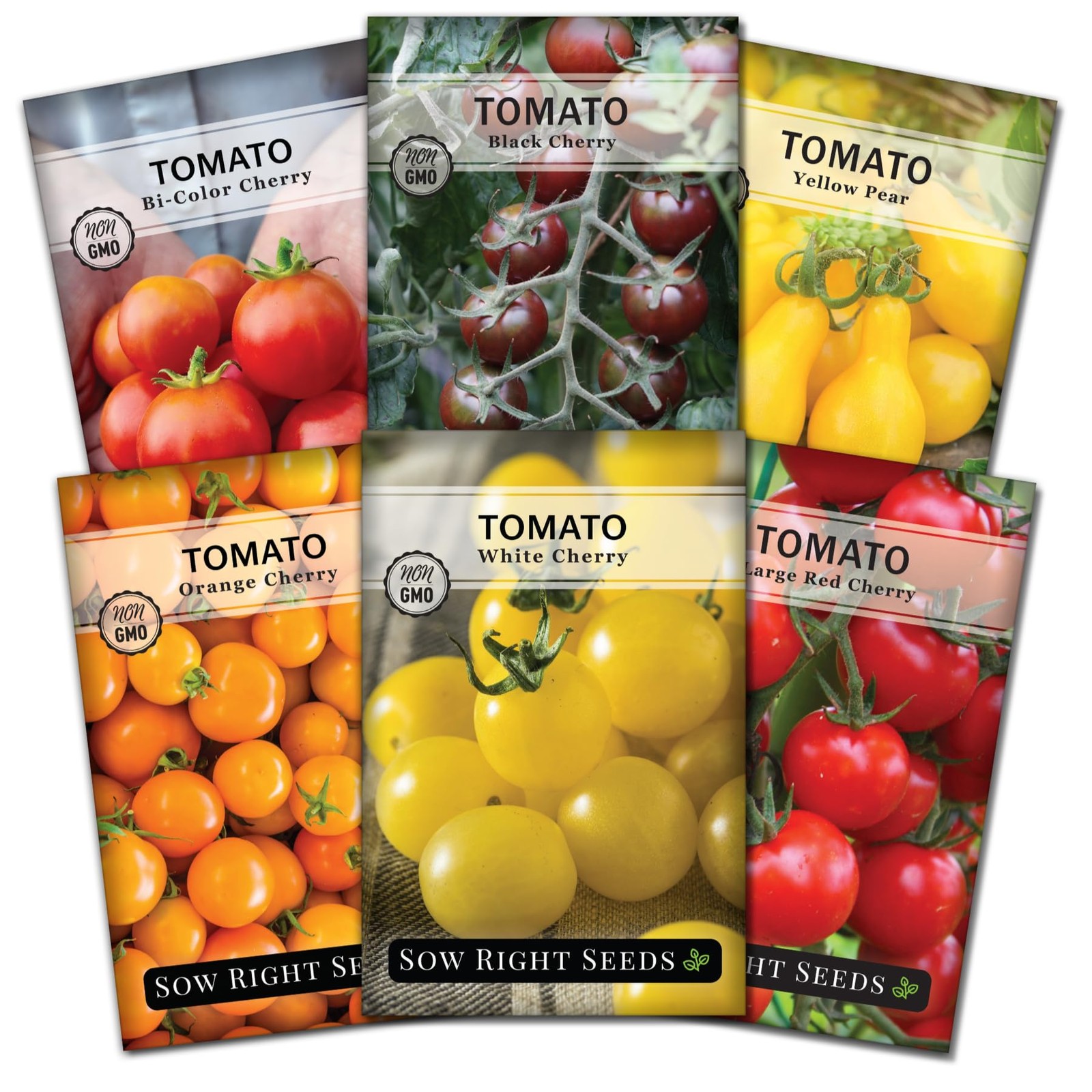 – Cherry Tomato Seed Collection for Planting – Black, Large Red, White, Orang…