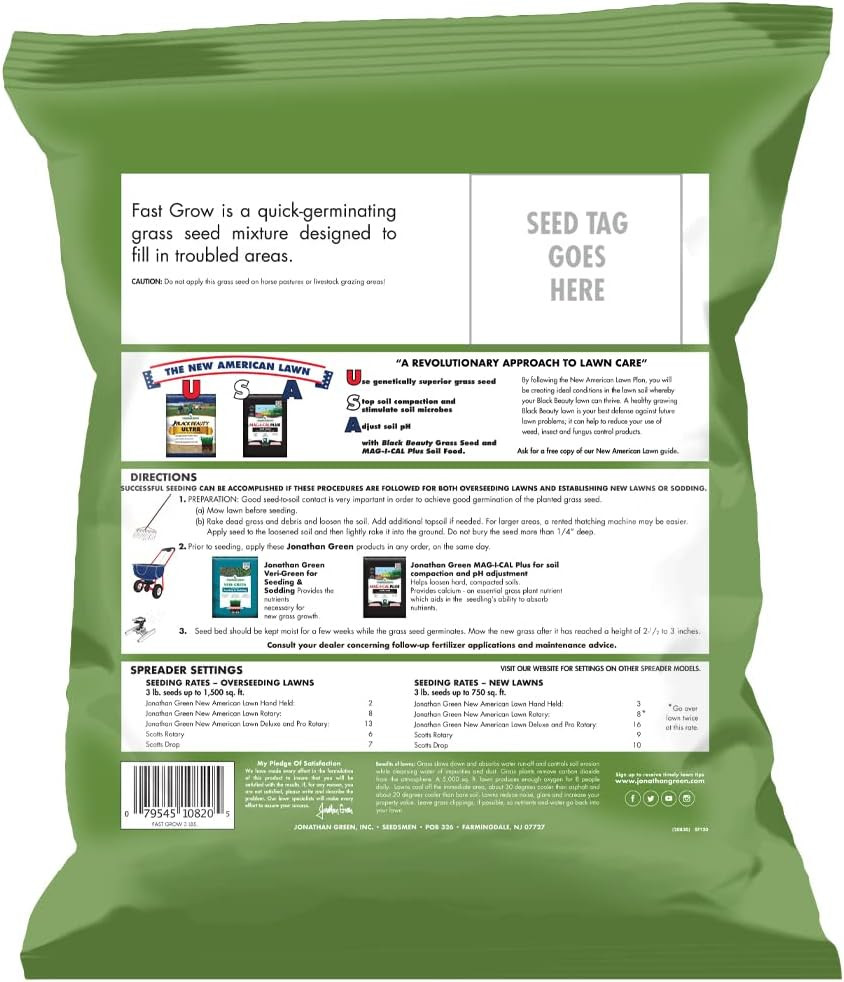 (10820) Fast Grow Grass Seed – Cool Season Lawn Seed (3 Lb)