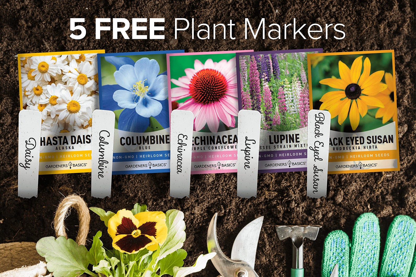 , Perennial Flower Seeds for Planting Outdoors (5 Variety Pack) Lupine, Colum…