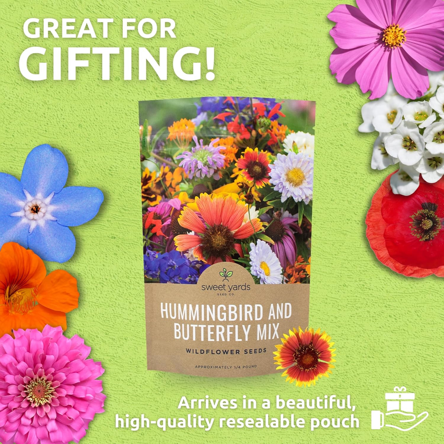 Bulk Wildflower Seeds Butterfly & Humming Bird Mix 1/4 Pound Bag 30,000 seeds