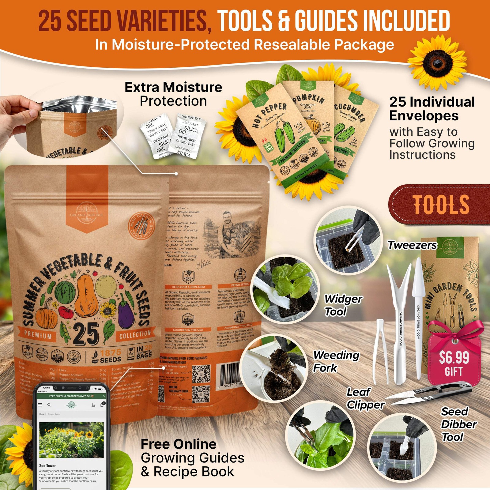 25 Summer Fruit & Vegetable Seeds Variety Pack