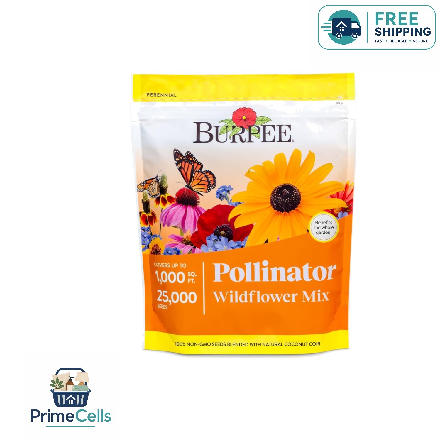 Dazzling Pollinator Mix – 25,000 Non-GMO Flower Seeds for Spring to Fall Bloom