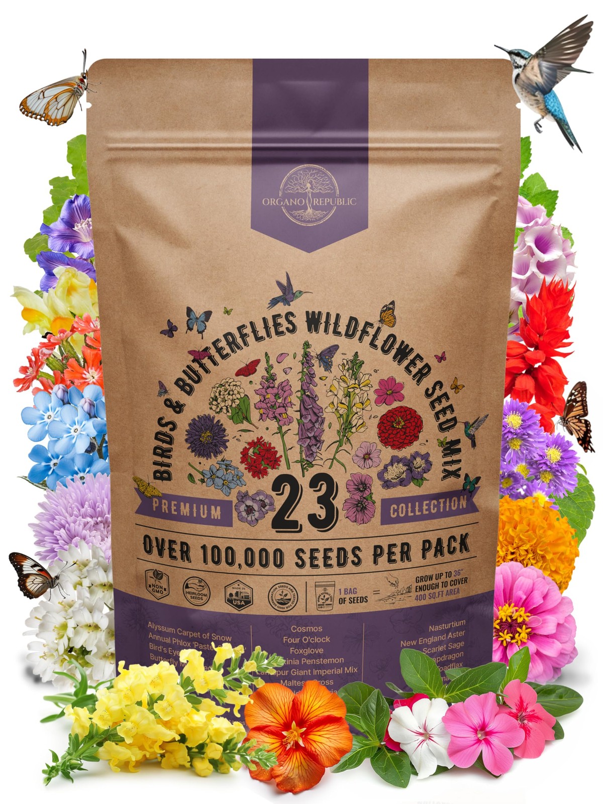 23 Wildflower Seeds Annual & Perennial Mix for Indoor & Outdoors, Attract Bir…