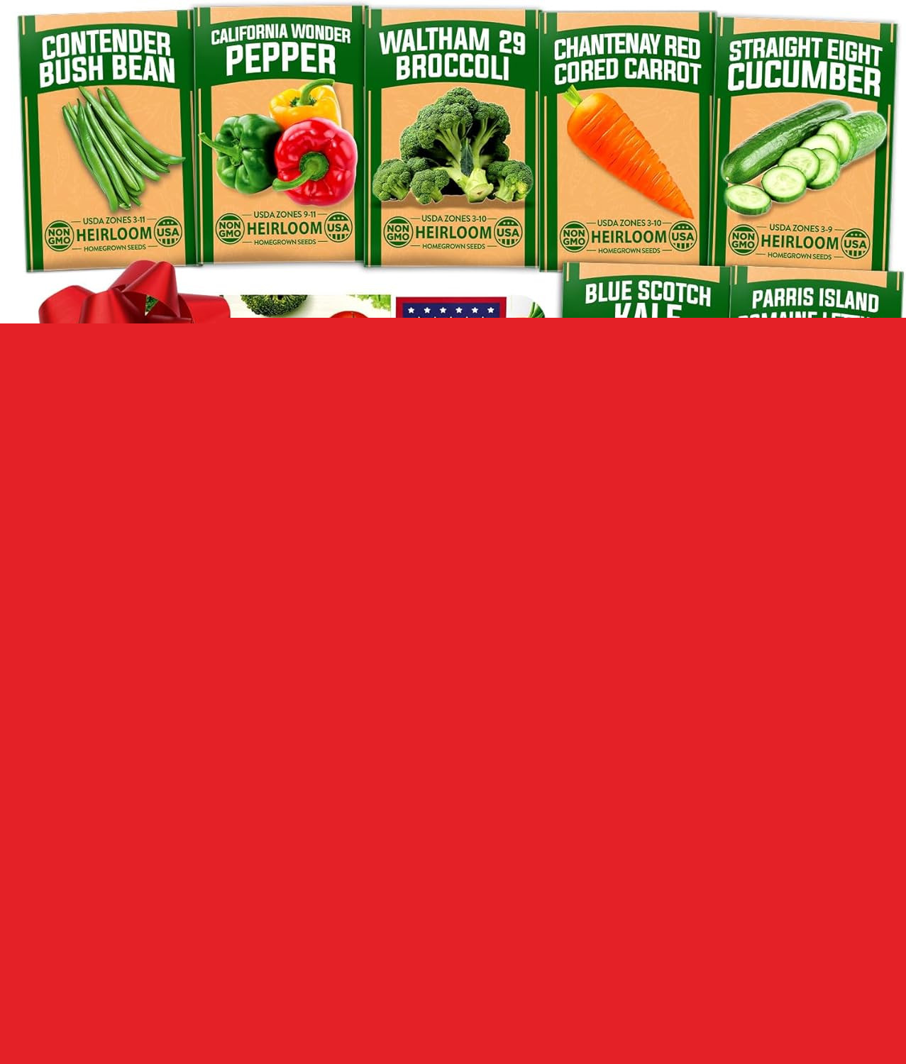 10 Variety Survival Seed Vault 5,700+ USA Grown Heirloom Non-Gmo Vegetable Seeds