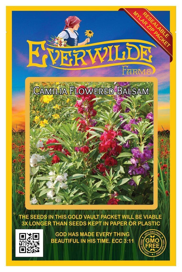 100 Camilia Flowered Mixed Balsam Wildflower Seeds – Everwilde Farms Mylar