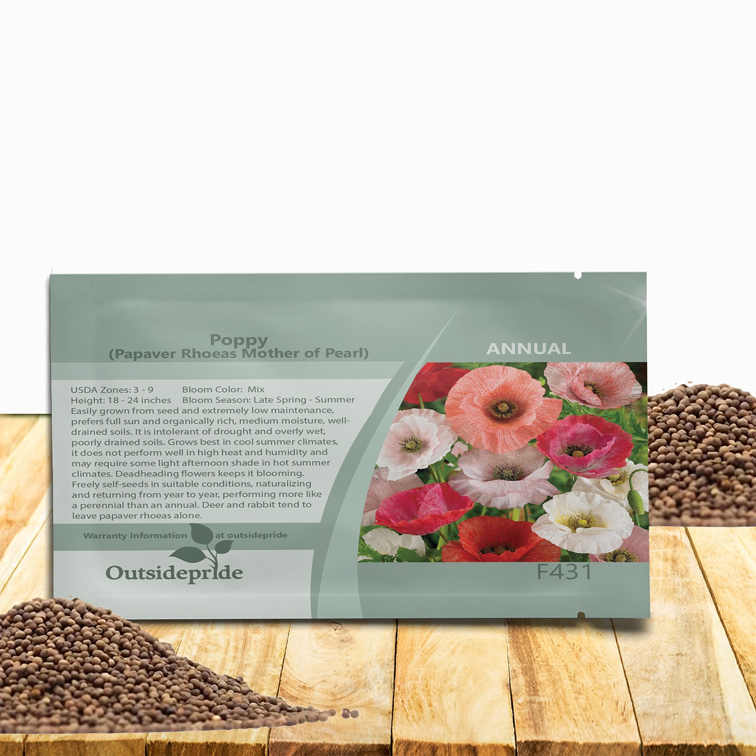 1000 Seeds Papaver Rhoeas Mother of Pearl Poppy Flower Seed Mixture