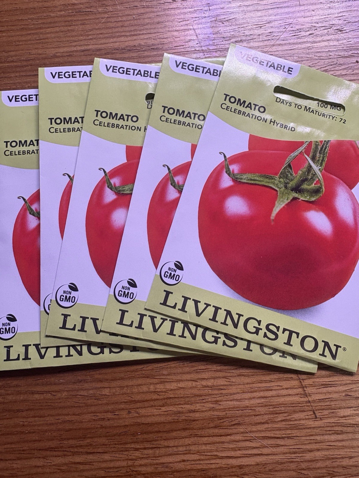 5 PACK BUNDLE Livingston Seed Company Tomato Celebration Hybrid Non-GMO Seeds
